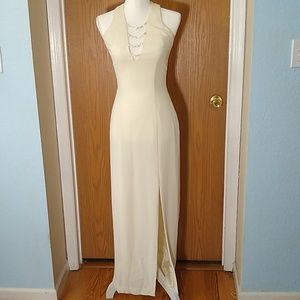 Karen Okada cream formal/evening sheath dress sz 4